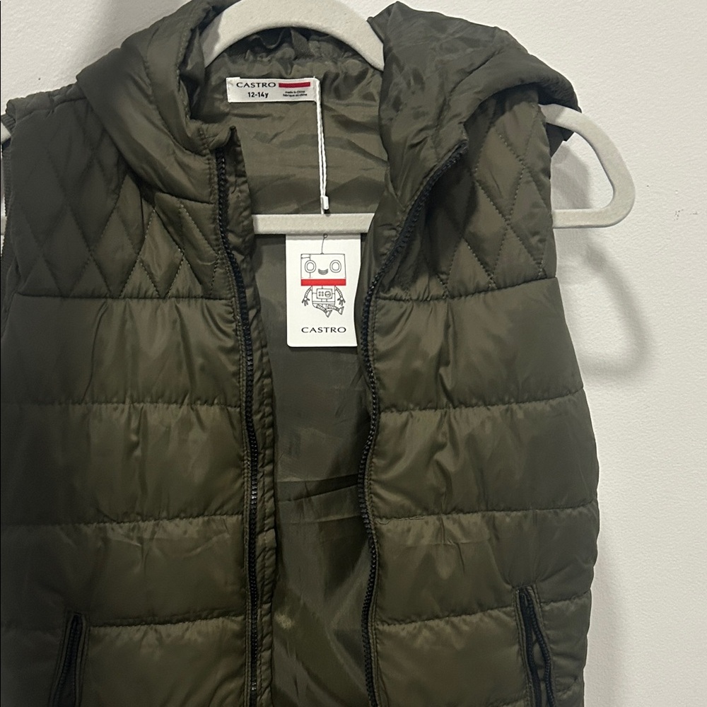 Astr Kids Olive Green Quilted Vest